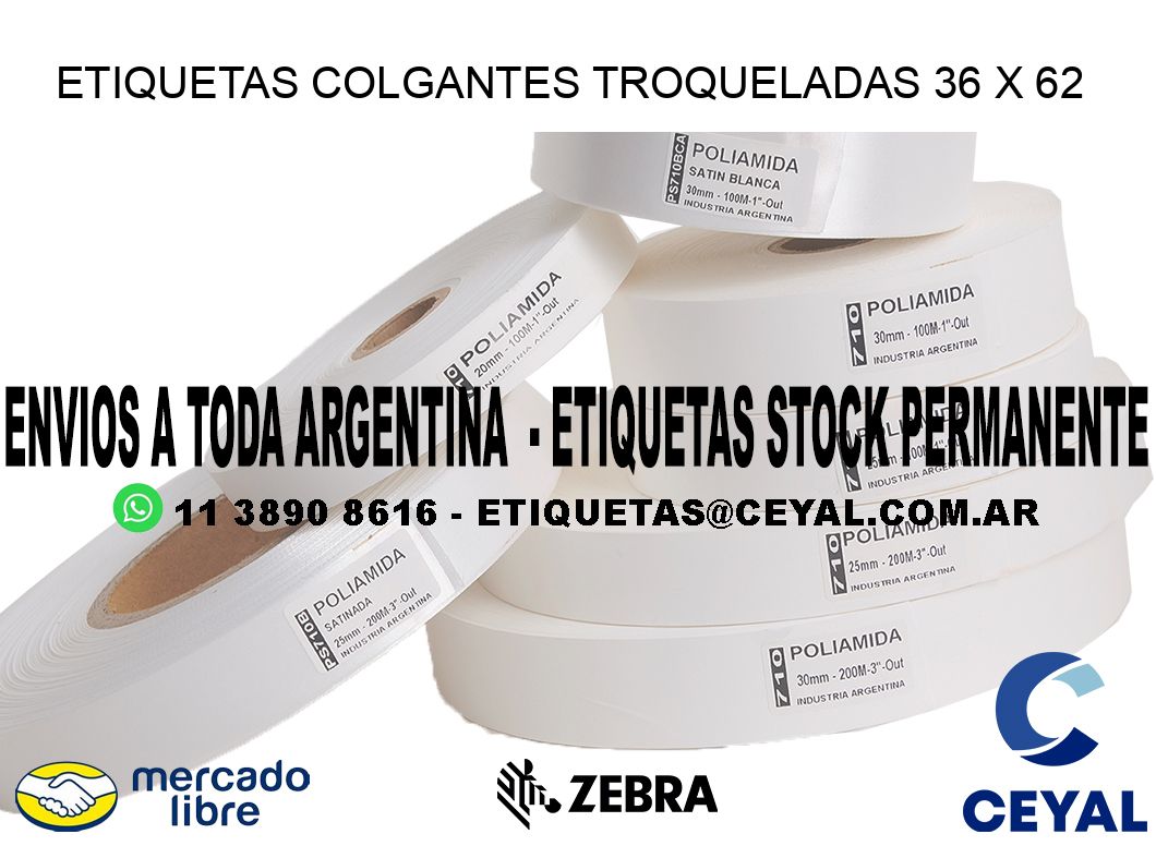 ETIQUETAS COLGANTES TROQUELADAS 36 x 62