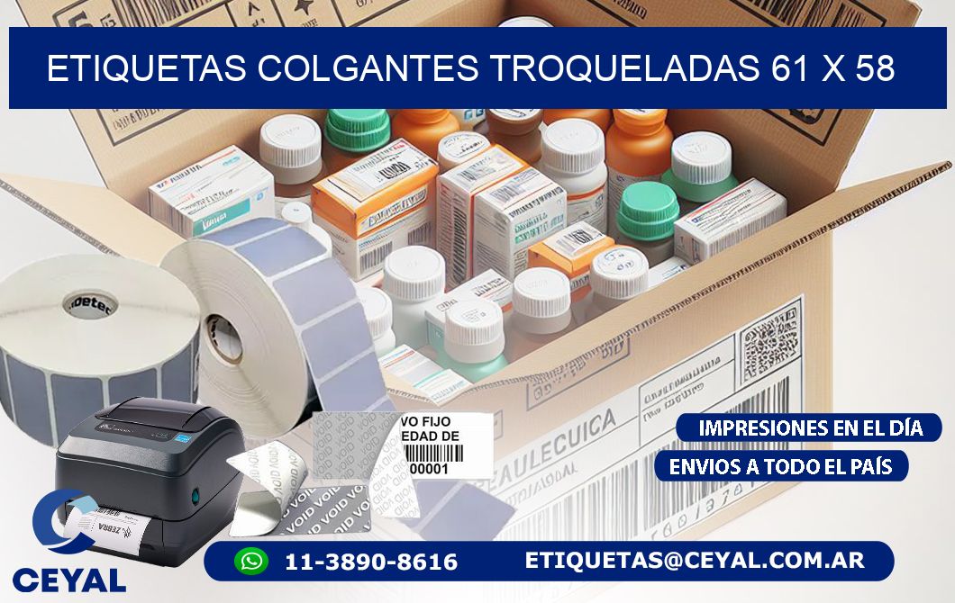 ETIQUETAS COLGANTES TROQUELADAS 61 x 58