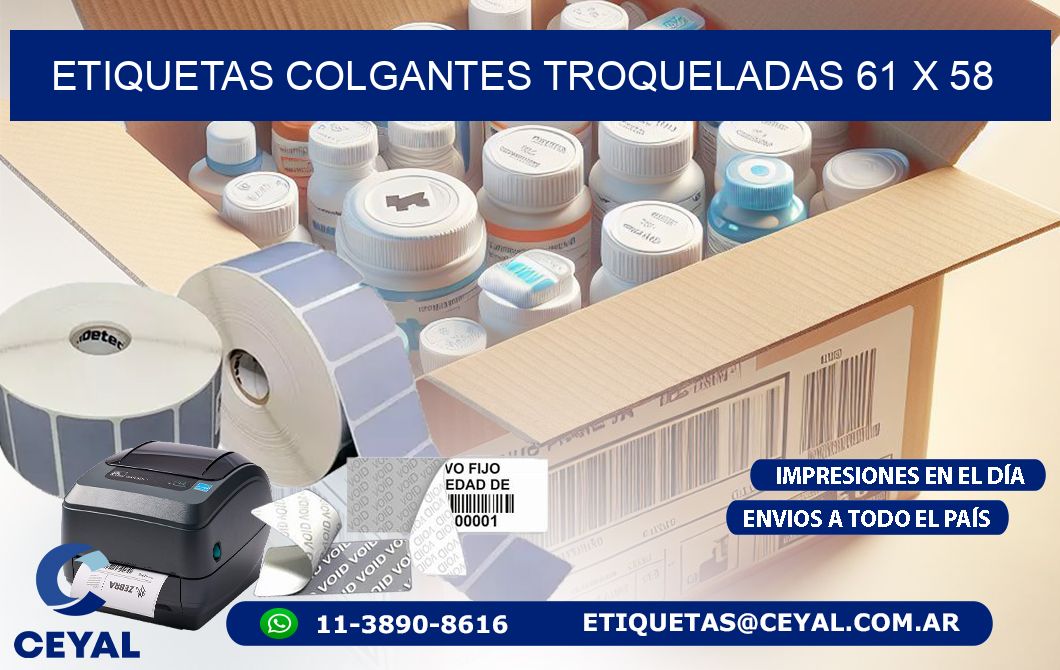 ETIQUETAS COLGANTES TROQUELADAS 61 x 58