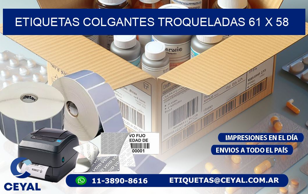 ETIQUETAS COLGANTES TROQUELADAS 61 x 58