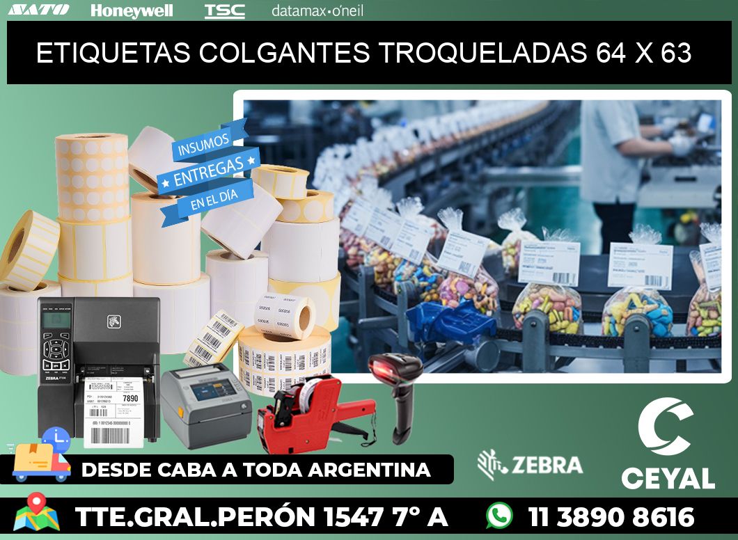 ETIQUETAS COLGANTES TROQUELADAS 64 x 63