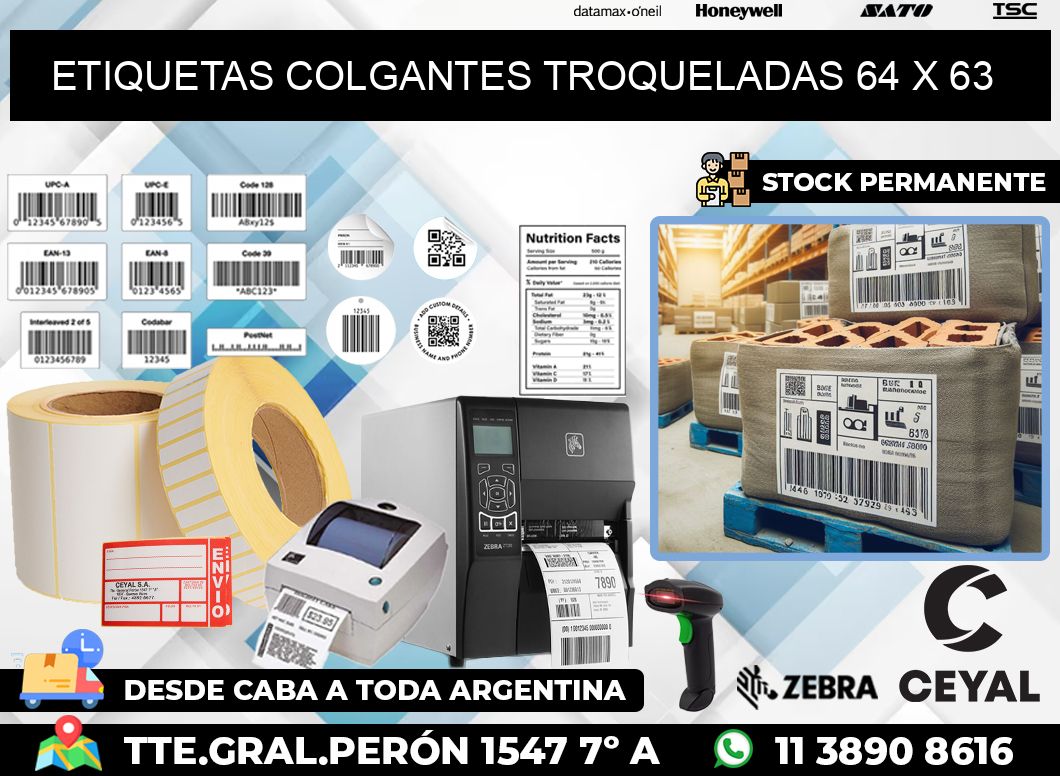 ETIQUETAS COLGANTES TROQUELADAS 64 x 63