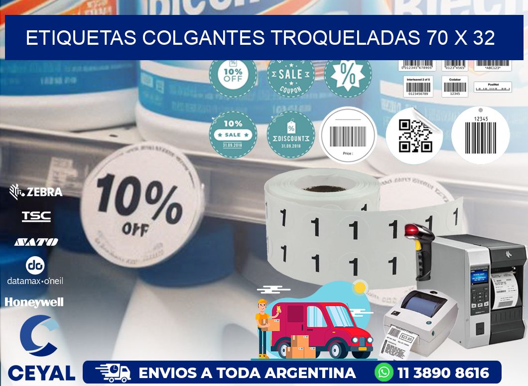 ETIQUETAS COLGANTES TROQUELADAS 70 x 32
