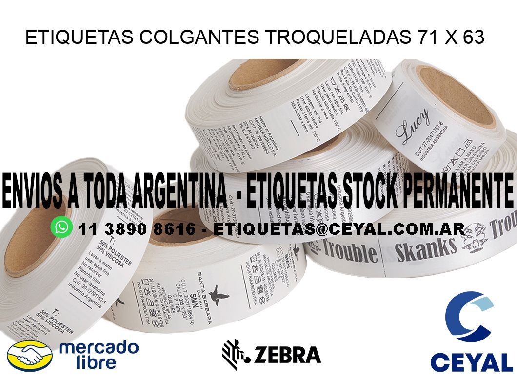 ETIQUETAS COLGANTES TROQUELADAS 71 x 63