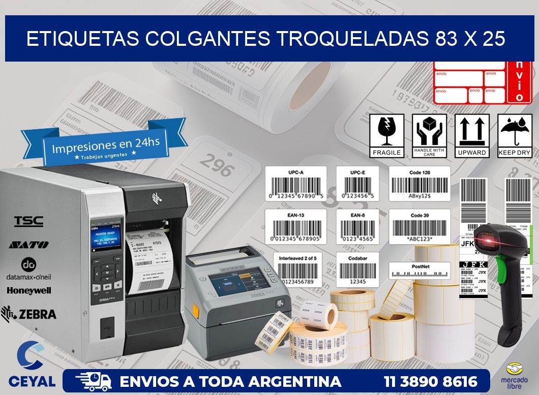ETIQUETAS COLGANTES TROQUELADAS 83 x 25