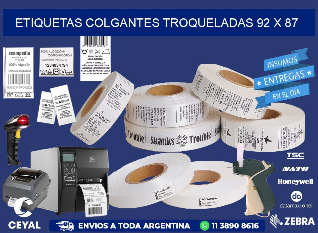 ETIQUETAS COLGANTES TROQUELADAS 92 x 87