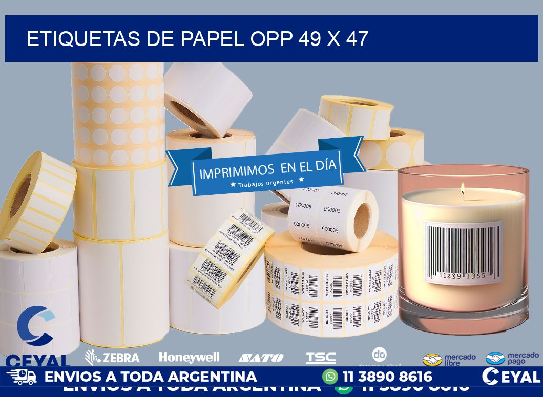 ETIQUETAS DE PAPEL OPP 49 x 47