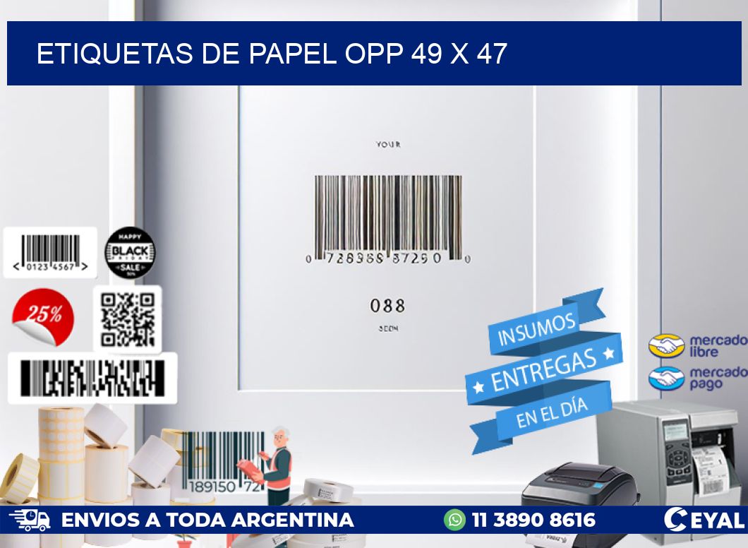 ETIQUETAS DE PAPEL OPP 49 x 47
