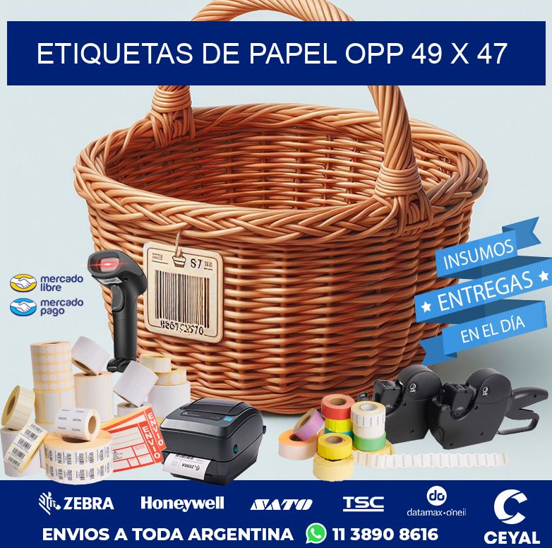 ETIQUETAS DE PAPEL OPP 49 x 47