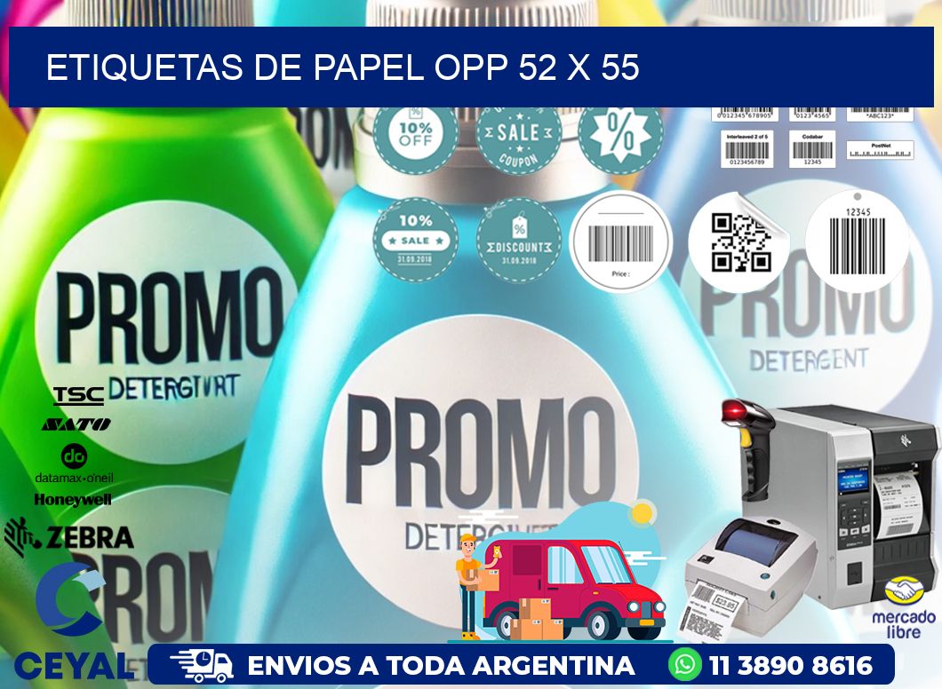 ETIQUETAS DE PAPEL OPP 52 x 55