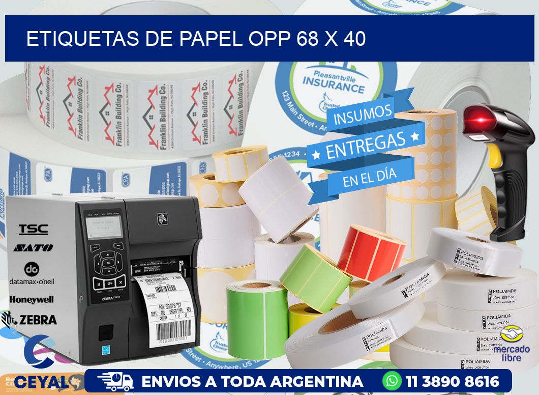 ETIQUETAS DE PAPEL OPP 68 x 40