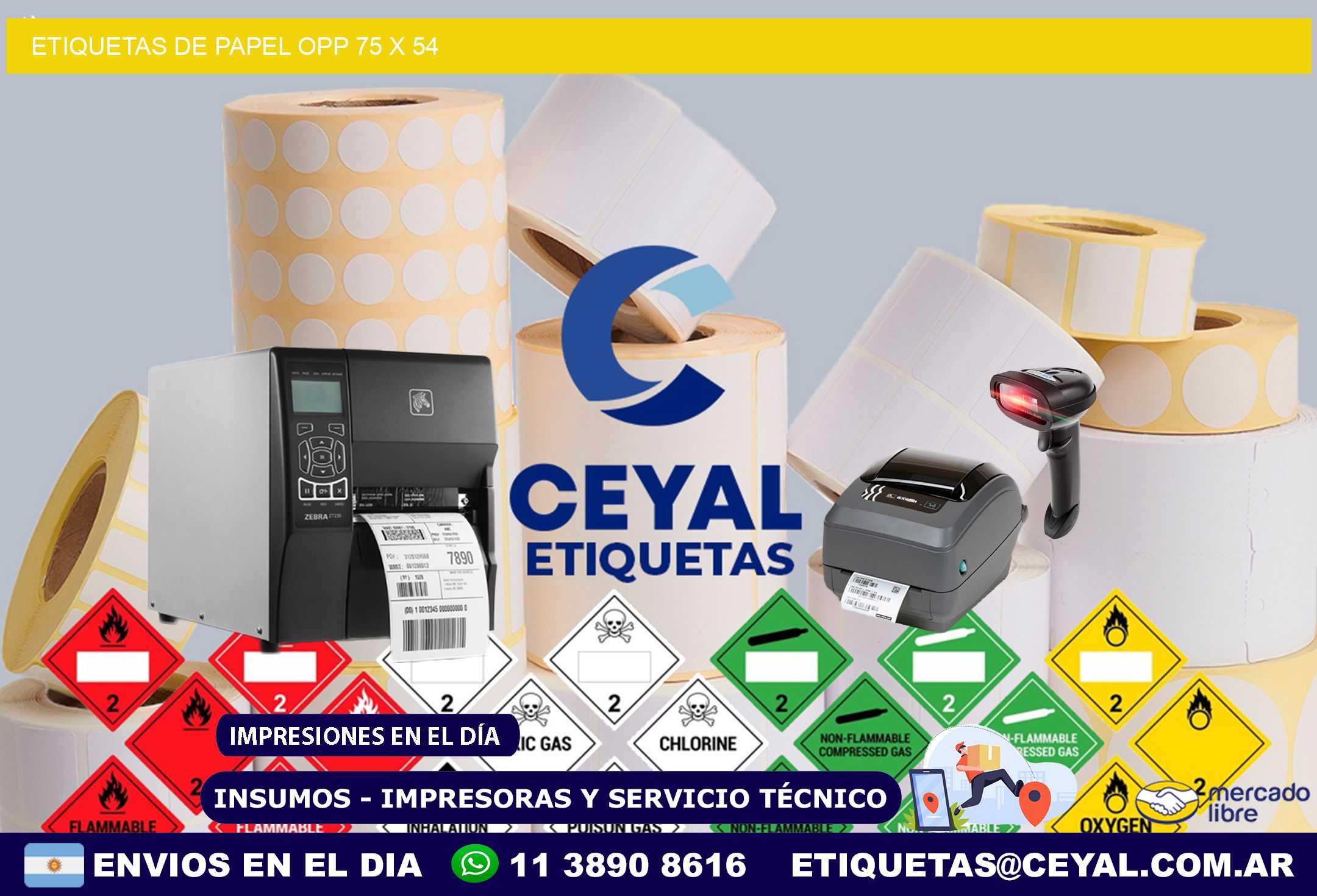 ETIQUETAS DE PAPEL OPP 75 x 54