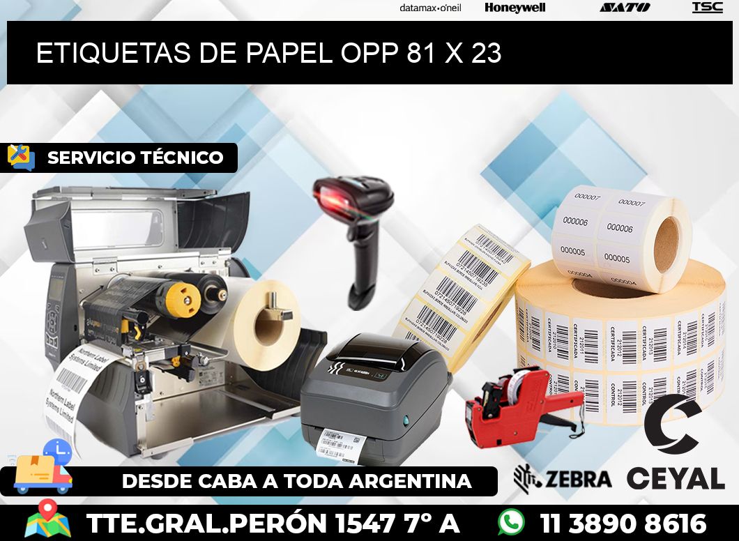 ETIQUETAS DE PAPEL OPP 81 x 23