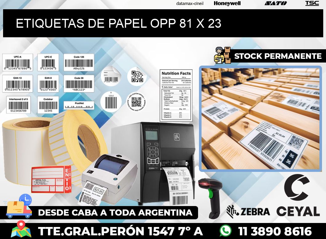 ETIQUETAS DE PAPEL OPP 81 x 23