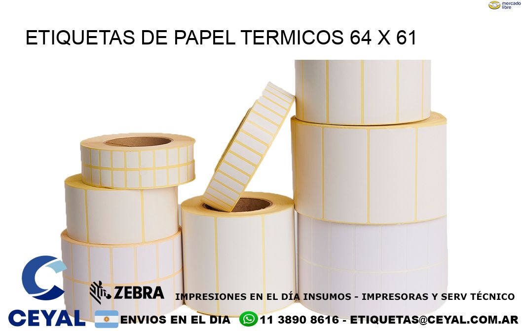 ETIQUETAS DE PAPEL TERMICOS 64 x 61