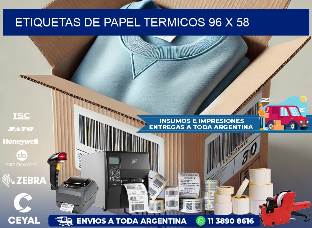 ETIQUETAS DE PAPEL TERMICOS 96 x 58