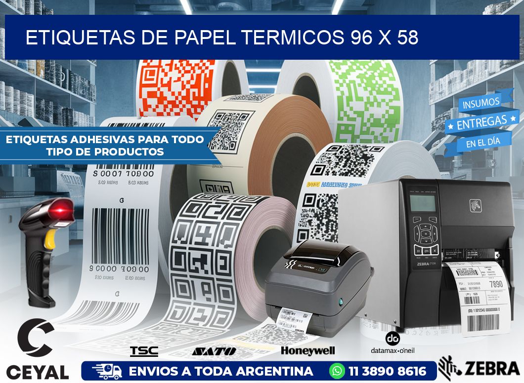 ETIQUETAS DE PAPEL TERMICOS 96 x 58