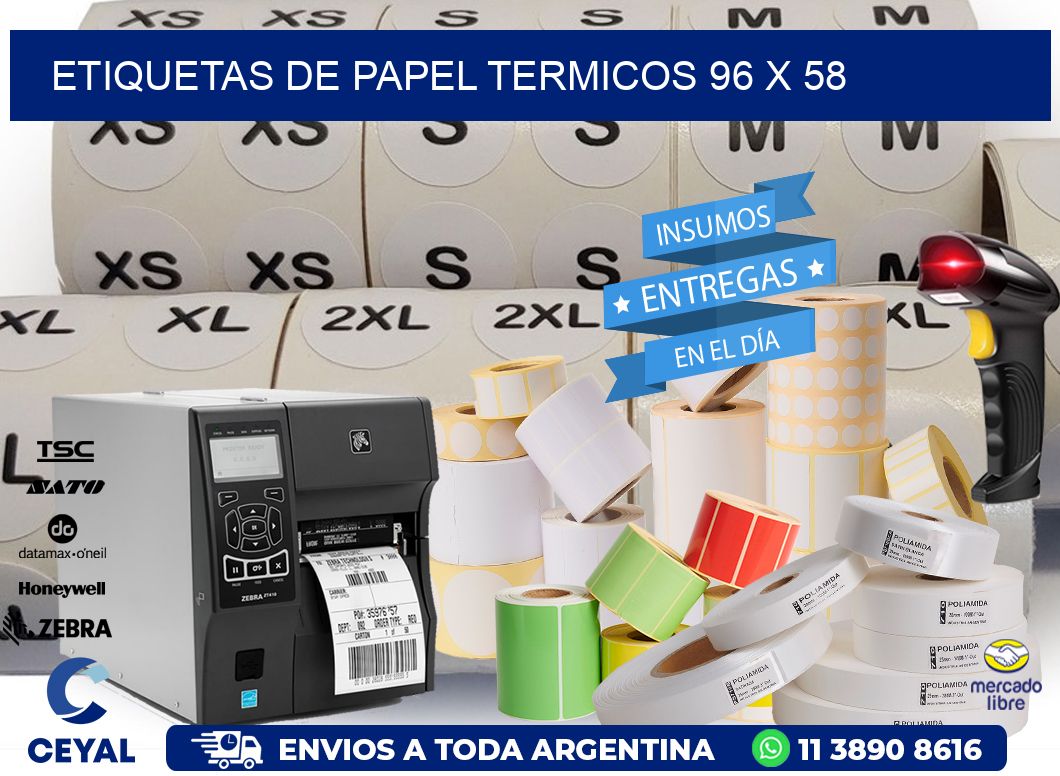 ETIQUETAS DE PAPEL TERMICOS 96 x 58