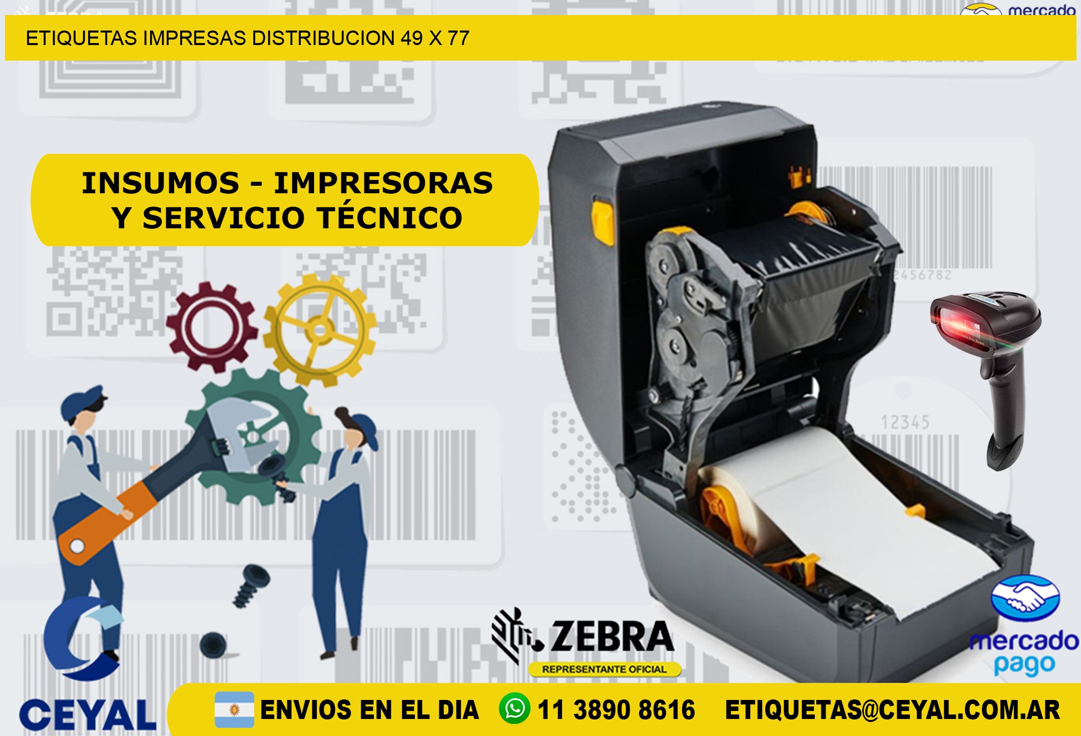 ETIQUETAS IMPRESAS DISTRIBUCION 49 x 77