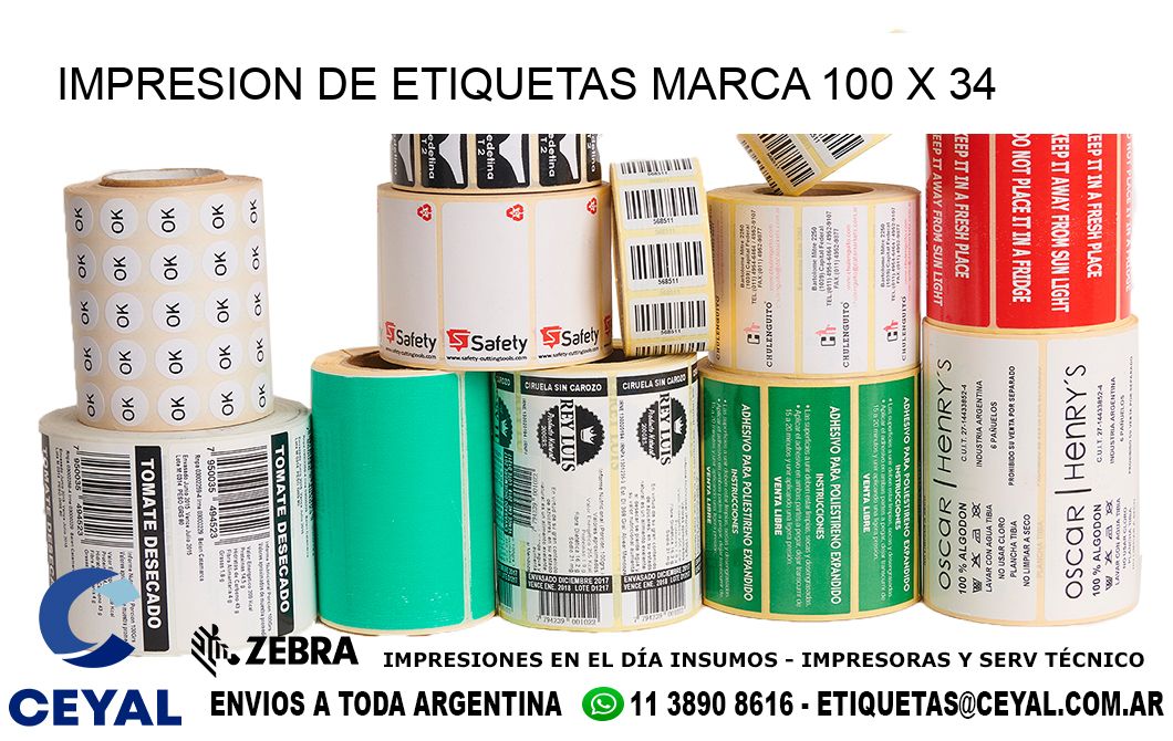 IMPRESION DE ETIQUETAS MARCA 100 x 34