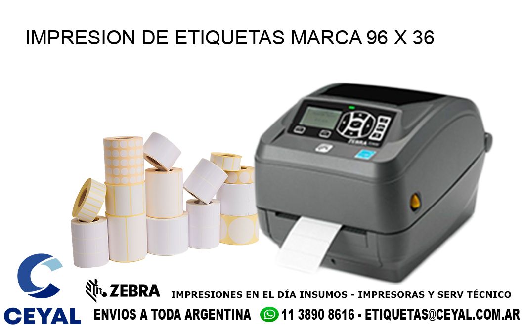 IMPRESION DE ETIQUETAS MARCA 96 x 36