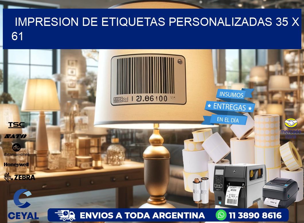 IMPRESION DE ETIQUETAS PERSONALIZADAS 35 x 61