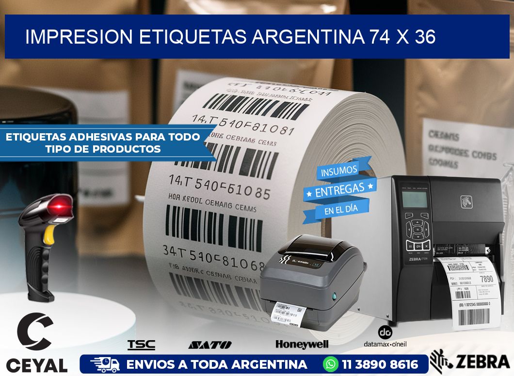 IMPRESION ETIQUETAS ARGENTINA 74 x 36