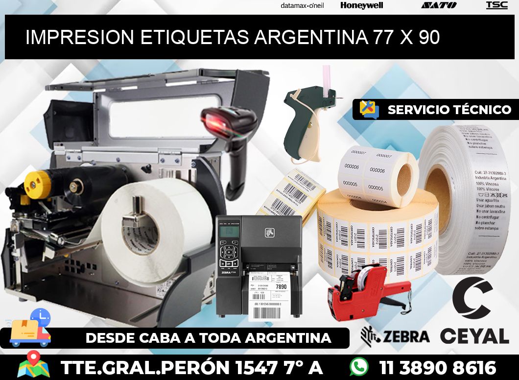 IMPRESION ETIQUETAS ARGENTINA 77 x 90