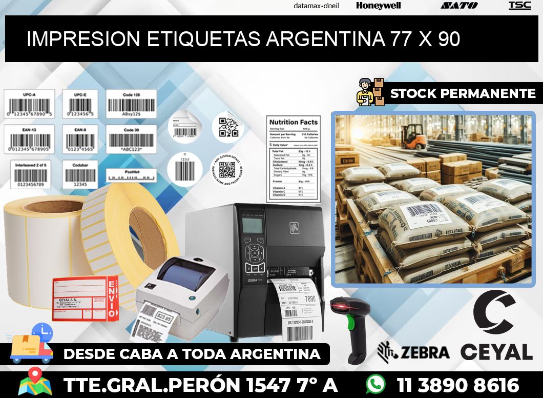 IMPRESION ETIQUETAS ARGENTINA 77 x 90