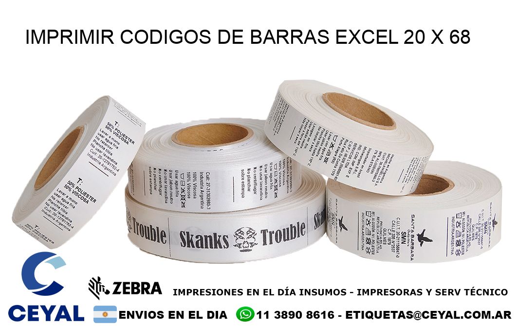 IMPRIMIR CODIGOS DE BARRAS EXCEL 20 x 68