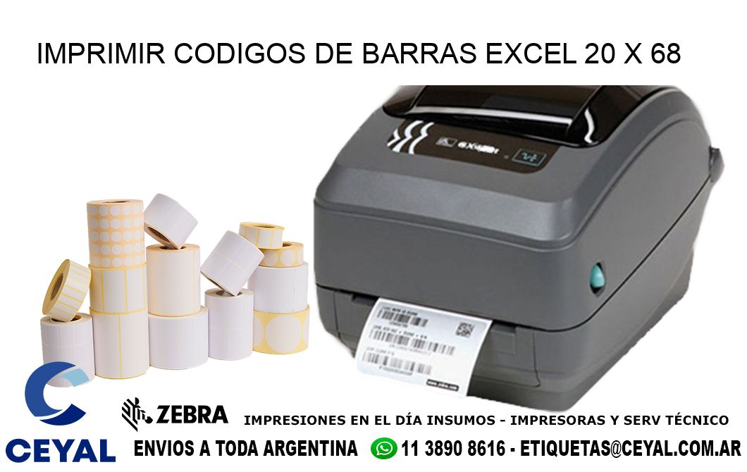 IMPRIMIR CODIGOS DE BARRAS EXCEL 20 x 68