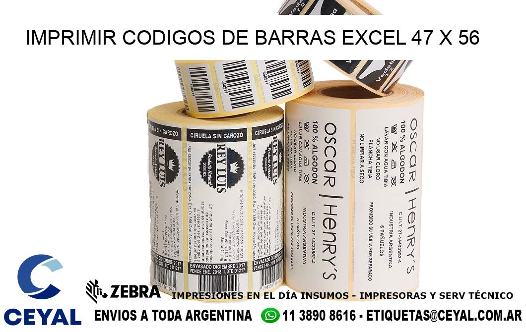 IMPRIMIR CODIGOS DE BARRAS EXCEL 47 x 56