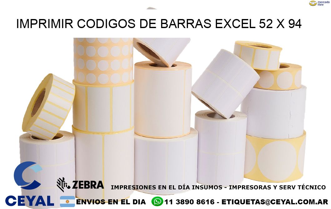 IMPRIMIR CODIGOS DE BARRAS EXCEL 52 x 94