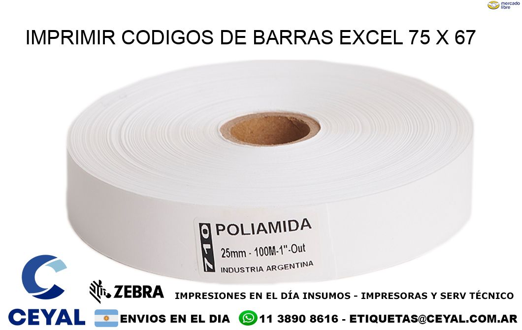 IMPRIMIR CODIGOS DE BARRAS EXCEL 75 x 67