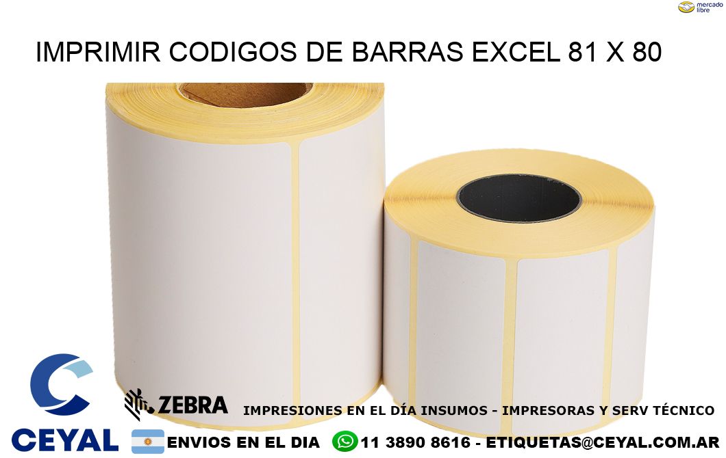 IMPRIMIR CODIGOS DE BARRAS EXCEL 81 x 80