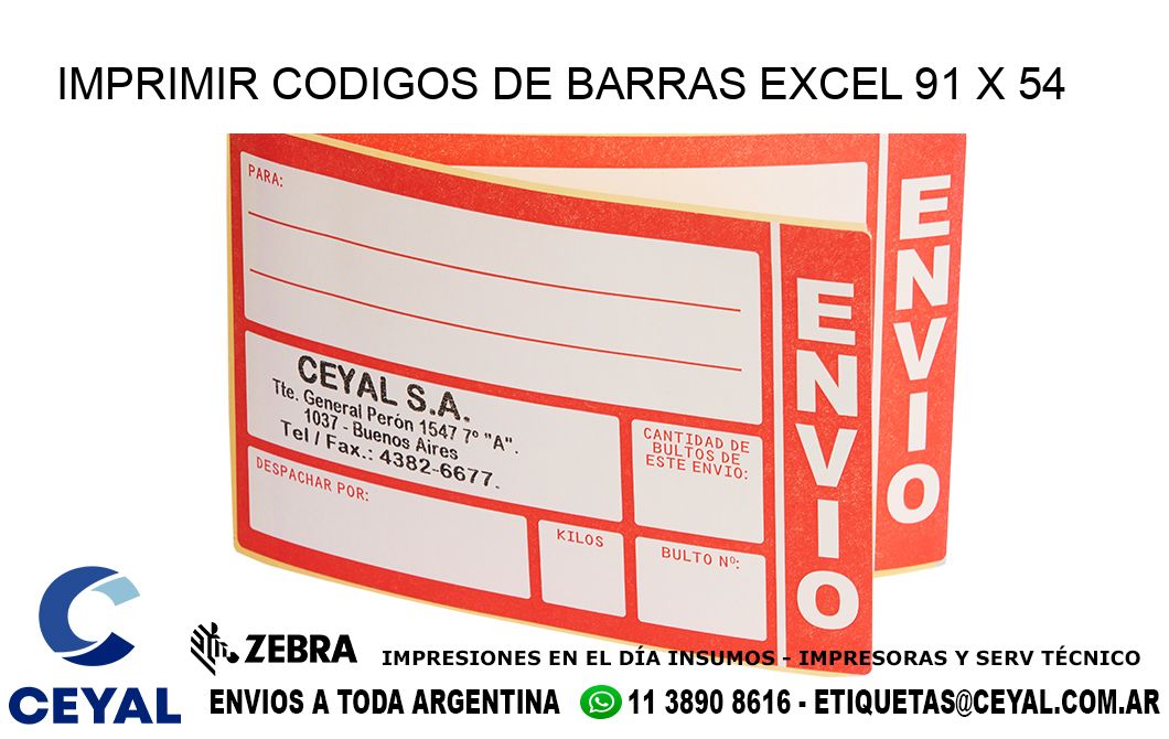 IMPRIMIR CODIGOS DE BARRAS EXCEL 91 x 54