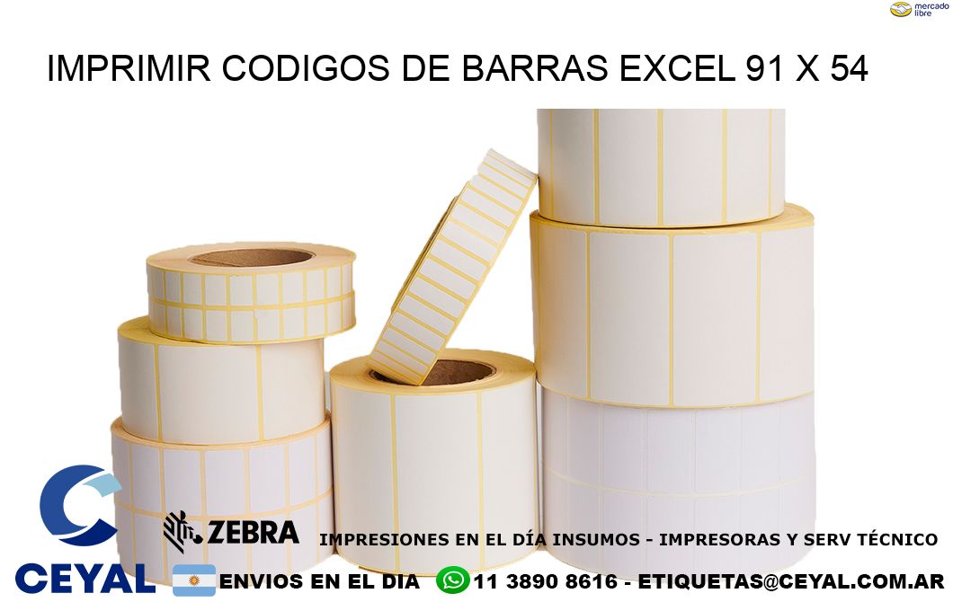 IMPRIMIR CODIGOS DE BARRAS EXCEL 91 x 54