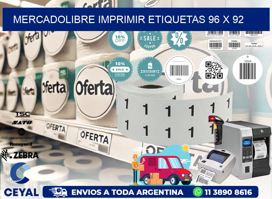 MERCADOLIBRE IMPRIMIR ETIQUETAS 96 x 92