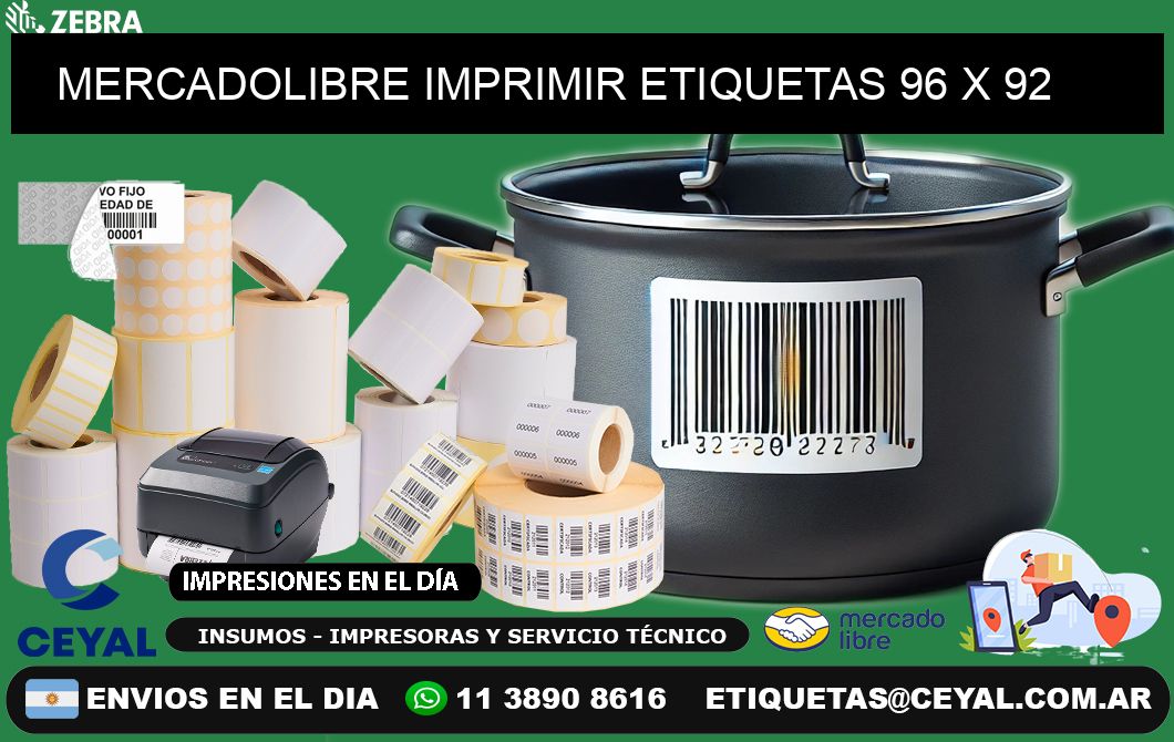 MERCADOLIBRE IMPRIMIR ETIQUETAS 96 x 92