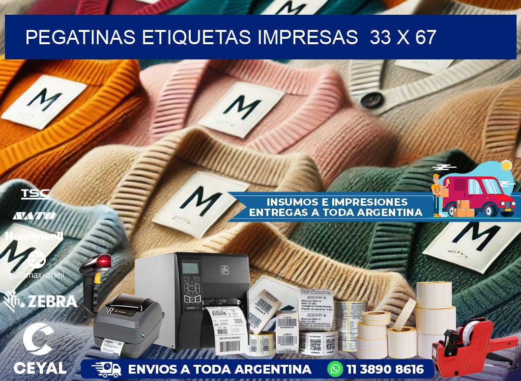 PEGATINAS ETIQUETAS IMPRESAS  33 x 67