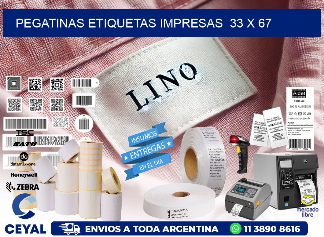 PEGATINAS ETIQUETAS IMPRESAS  33 x 67