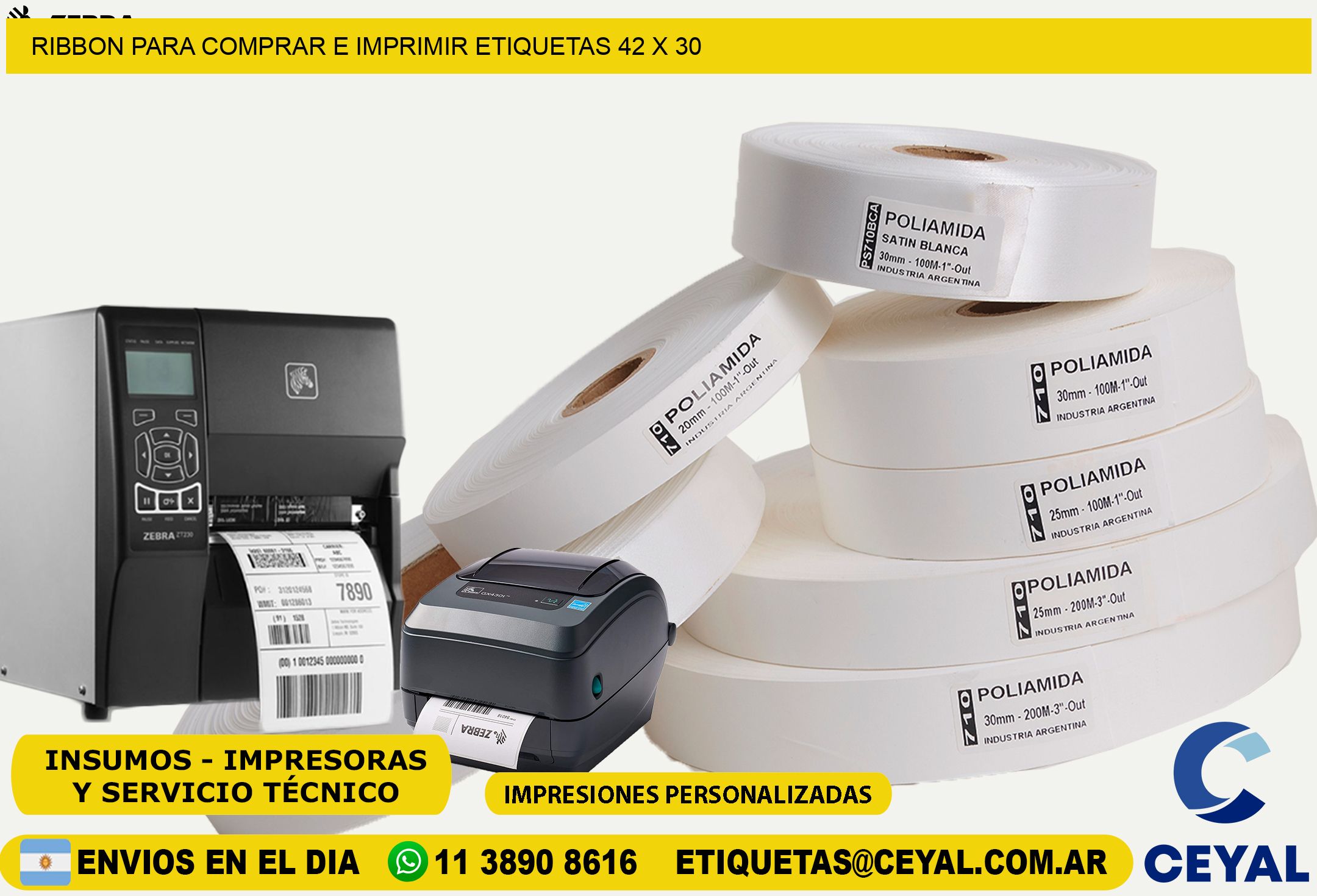 RIBBON PARA COMPRAR E IMPRIMIR ETIQUETAS 42 x 30