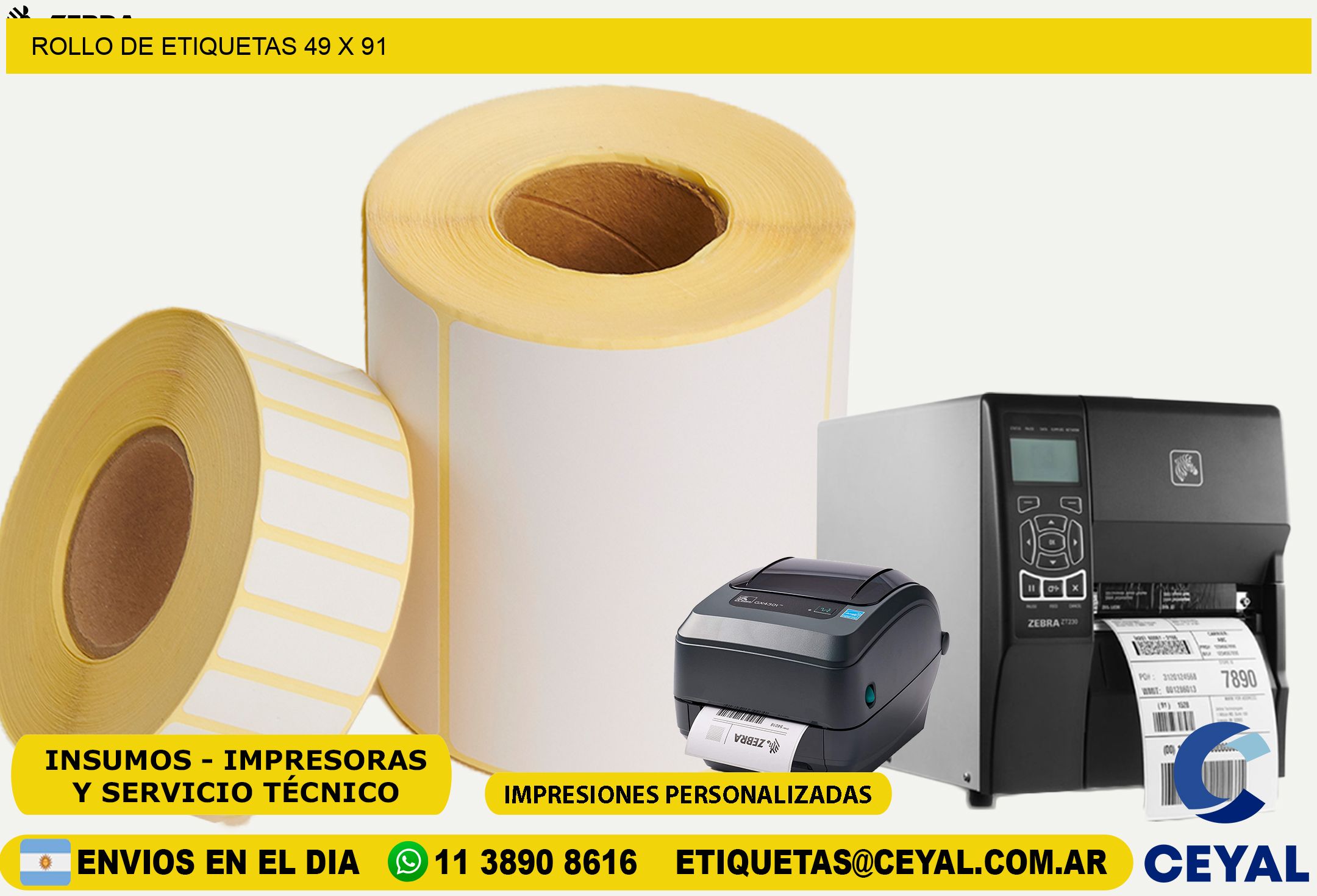 ROLLO DE ETIQUETAS 49 x 91