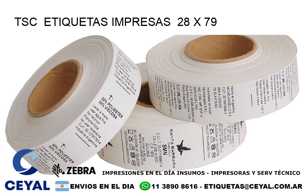 TSC  ETIQUETAS IMPRESAS  28 x 79
