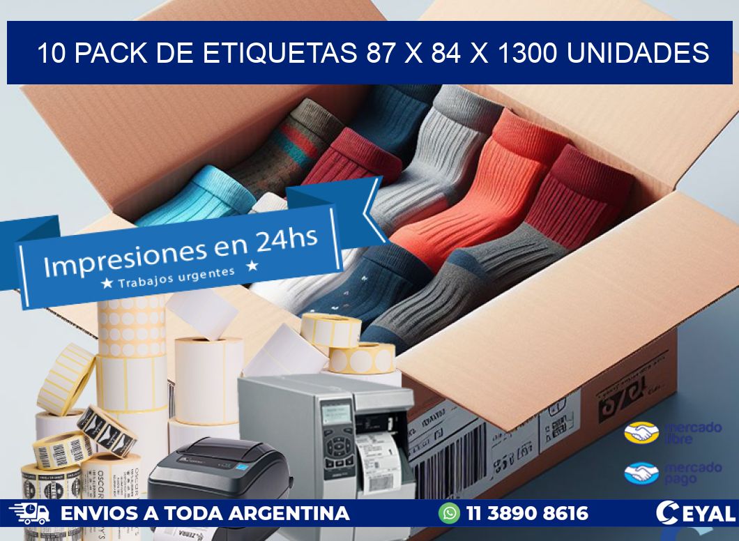 10 PACK DE ETIQUETAS 87 x 84 X 1300 UNIDADES