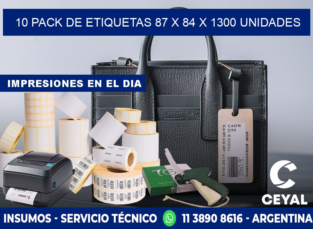 10 PACK DE ETIQUETAS 87 x 84 X 1300 UNIDADES