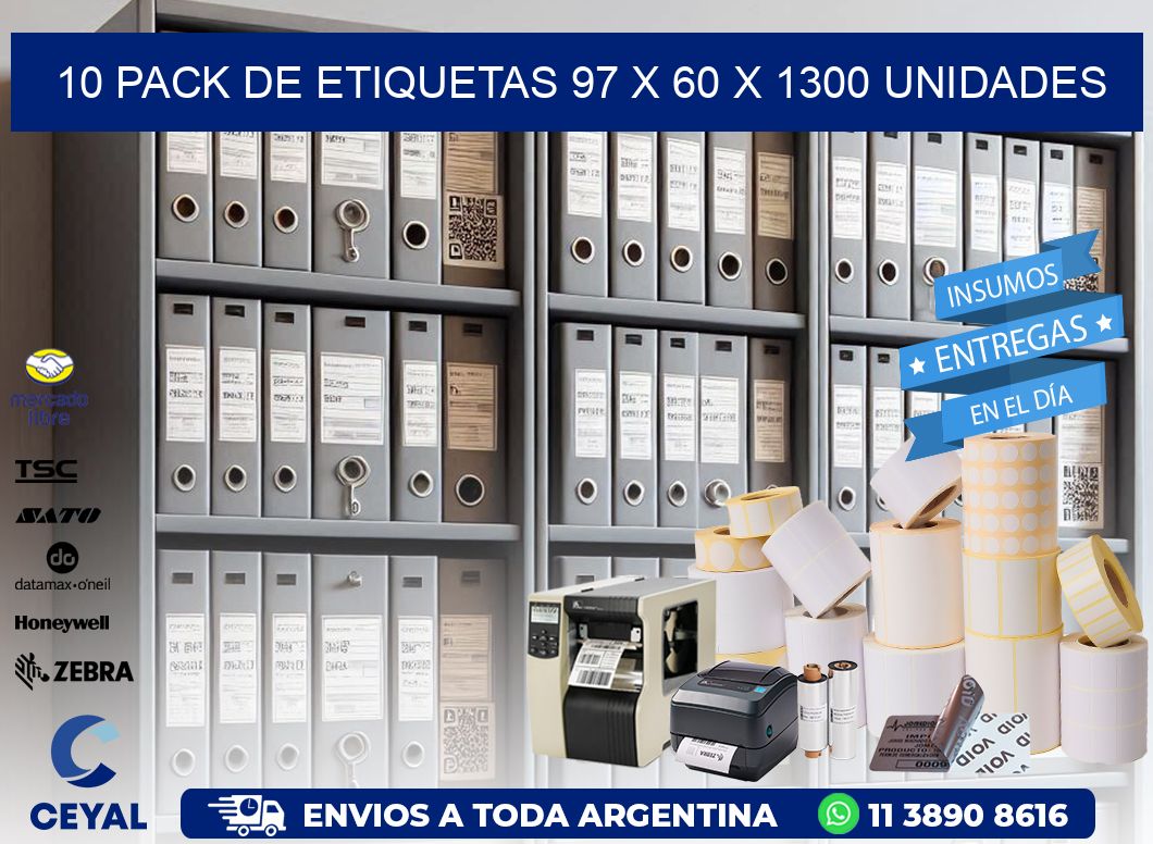 10 PACK DE ETIQUETAS 97 x 60 X 1300 UNIDADES