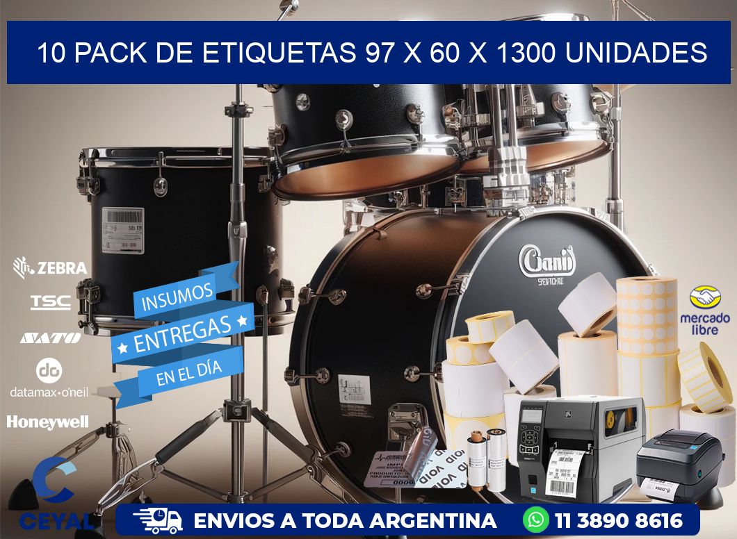 10 PACK DE ETIQUETAS 97 x 60 X 1300 UNIDADES