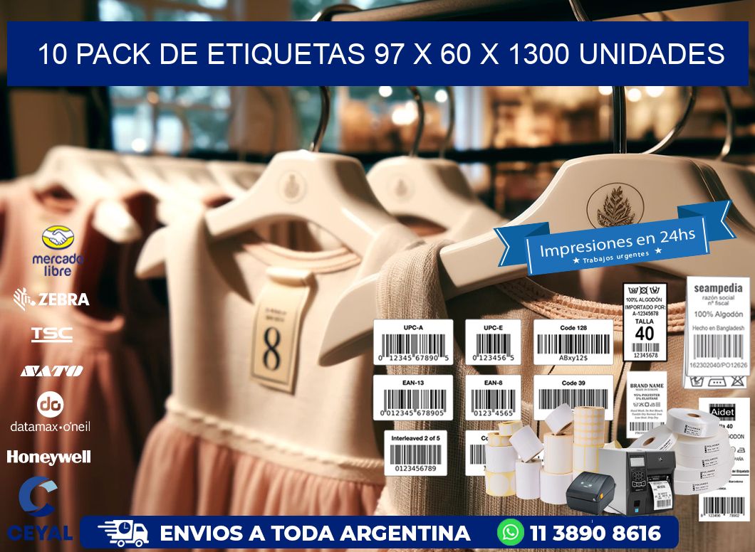 10 PACK DE ETIQUETAS 97 x 60 X 1300 UNIDADES