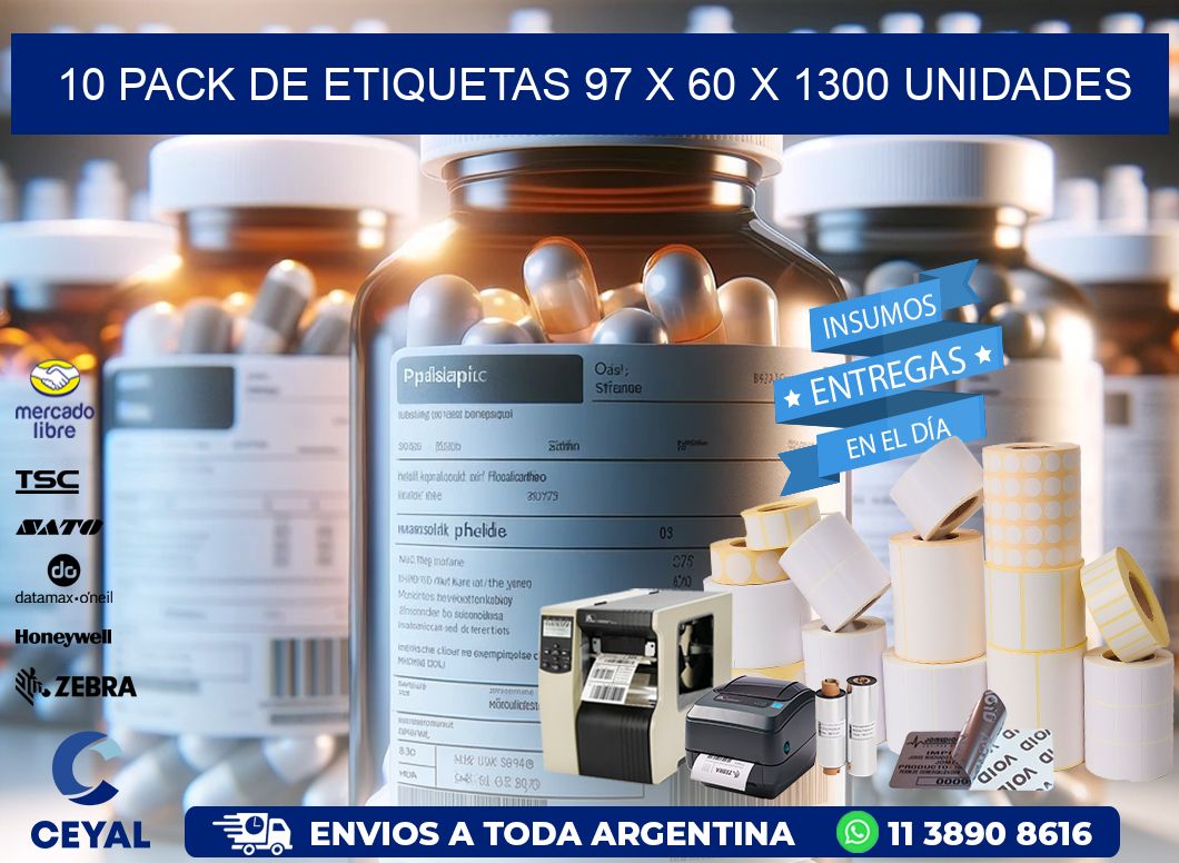 10 PACK DE ETIQUETAS 97 x 60 X 1300 UNIDADES